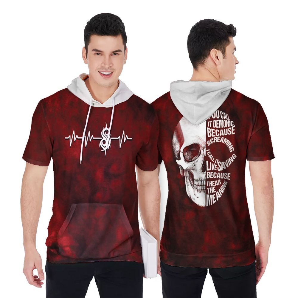 You Call It Demonic Because Screaming I Hear The Meaning Skull Horror Gift For Halloween Festival Holiday Lovers Short Sleeve Hoodie