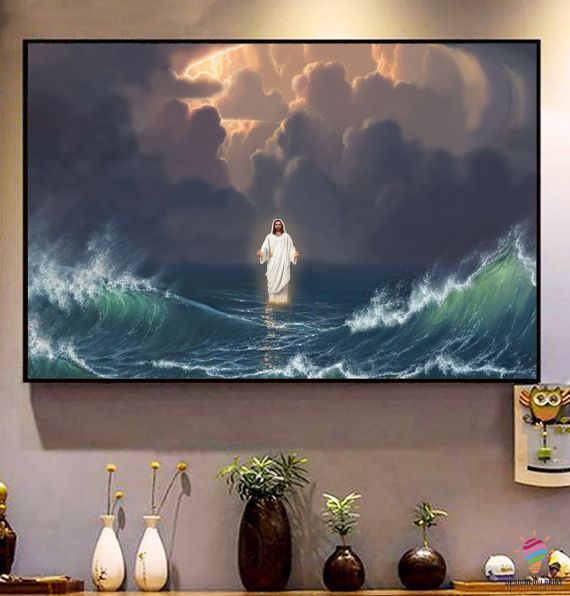 Jesus In The Ocean Canvas Ch Hippie Poster Canvas