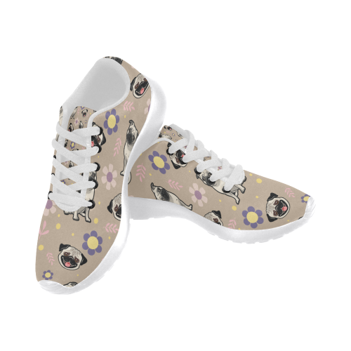 Pug Flower White Sneakers for Women