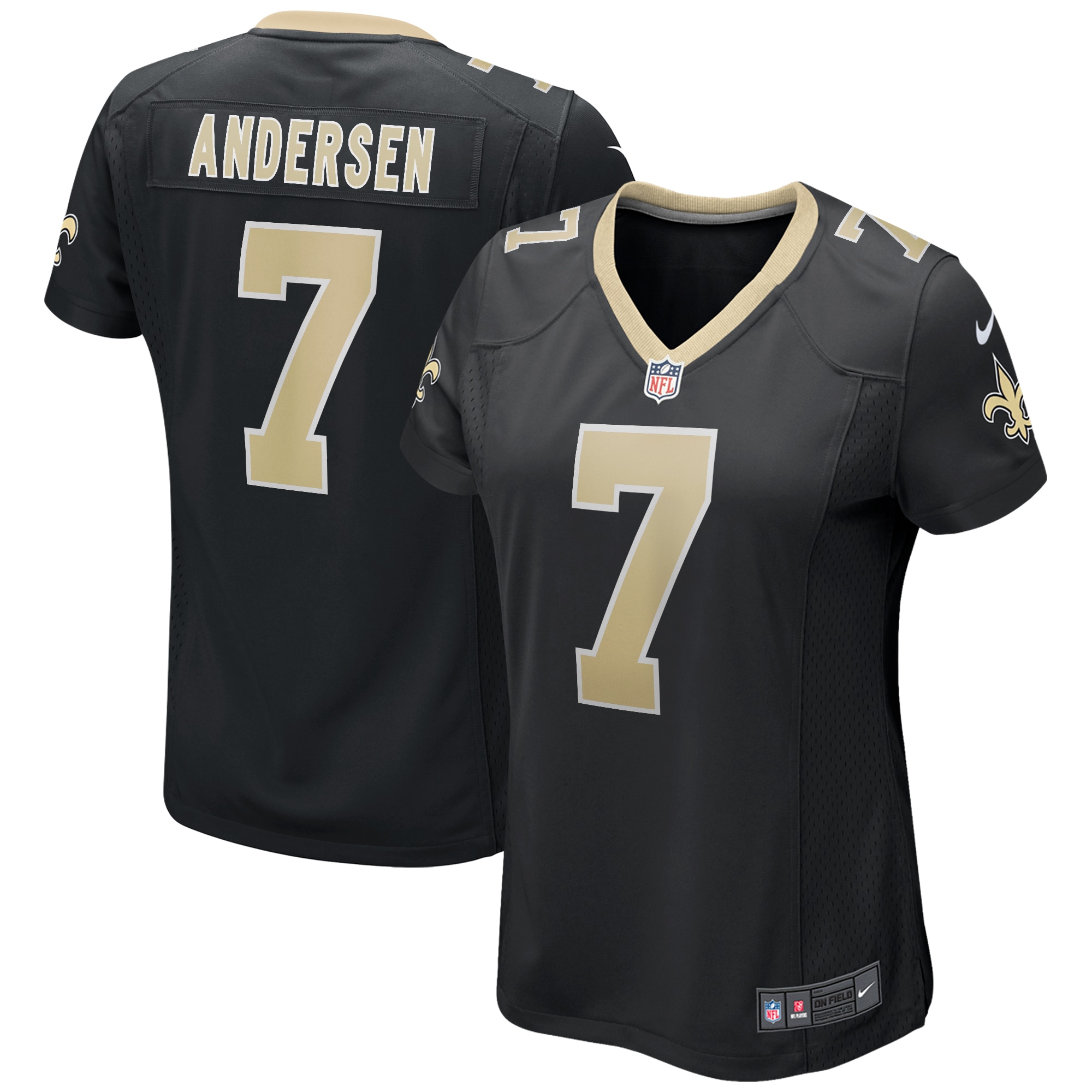 Women’s New Orleans Saints Morten Andersen Black Game Retired Player Jersey