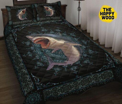 Shark Sea Animal Mandala Style Beauty Quilt Bed Set And Pillow Covers