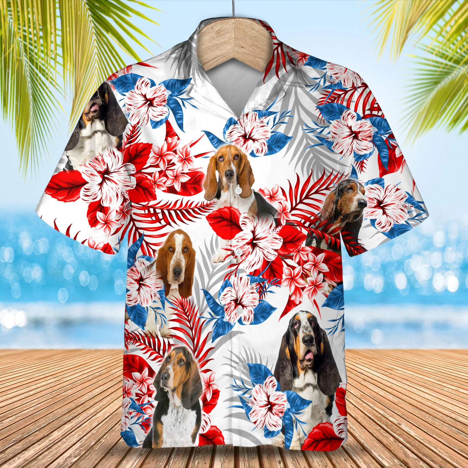 Basset Hound Flower Hawaii Summer Aloha Men Hawaii Women Hawaii Shirt Ha19948