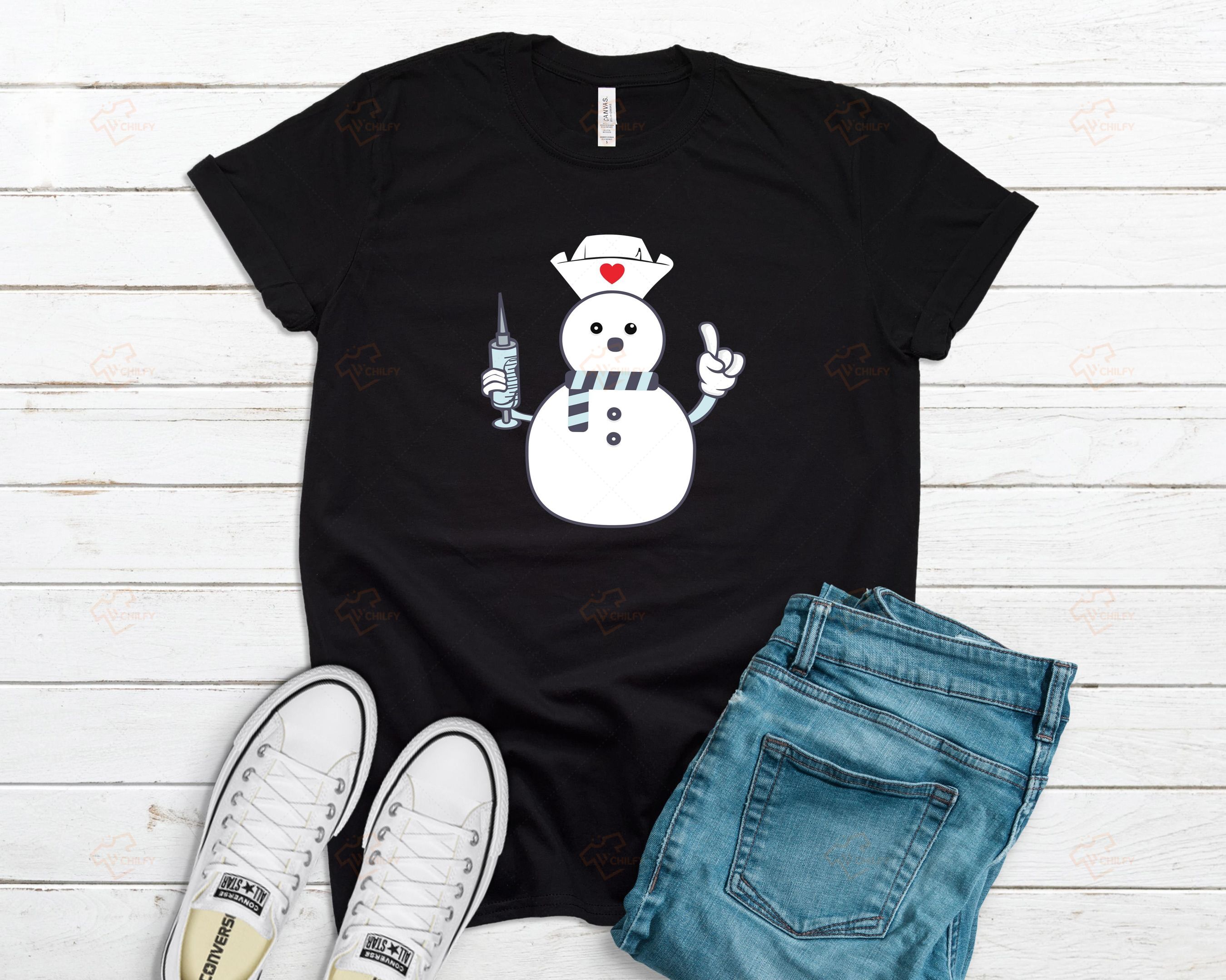 Christmas Snowman Nurse Shirt, Xmas Nurse Shirt, Xmas Gift For Nurse,Christmas Gift