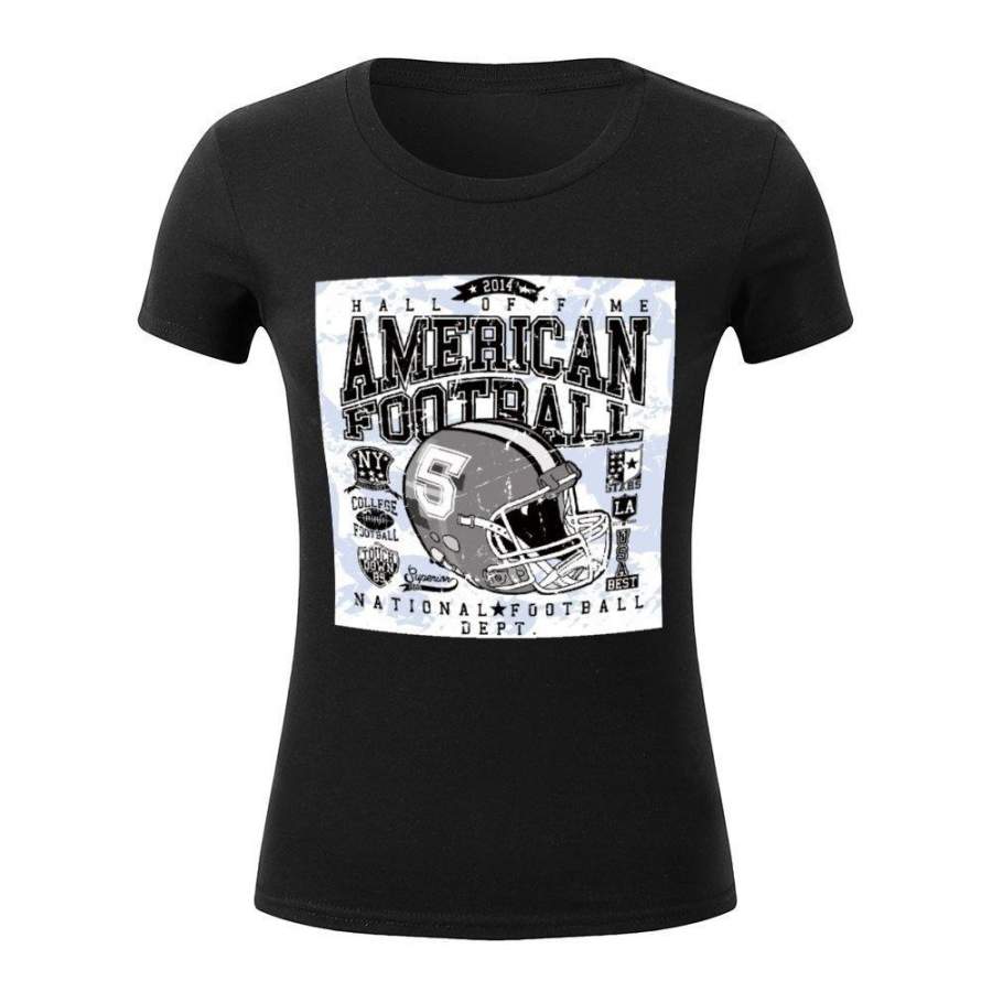 American Football Women T-Shirt Cotton Short Sleeves Regular Tops Tees Athletic Print T-Shirt