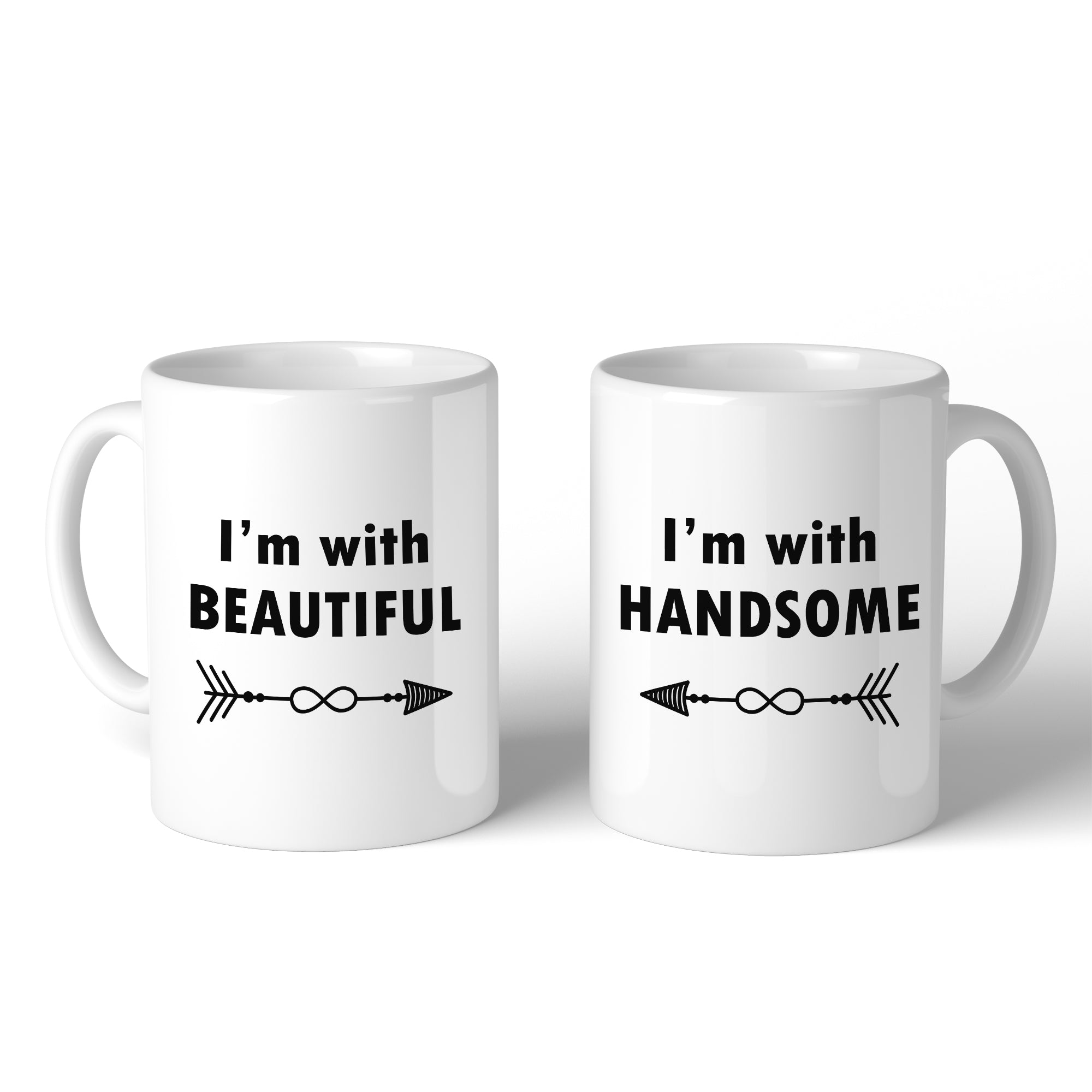 I’m With Beautiful And Handsome Matching Couple White Mugs