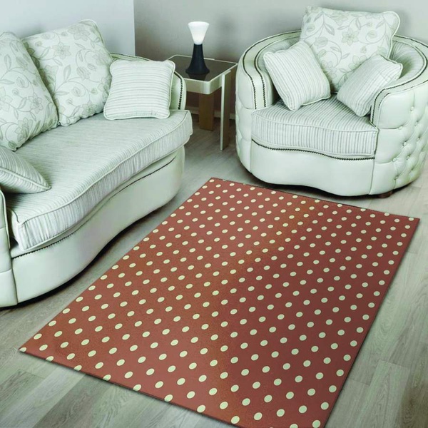 Brown And White Polka Dot Area Rug