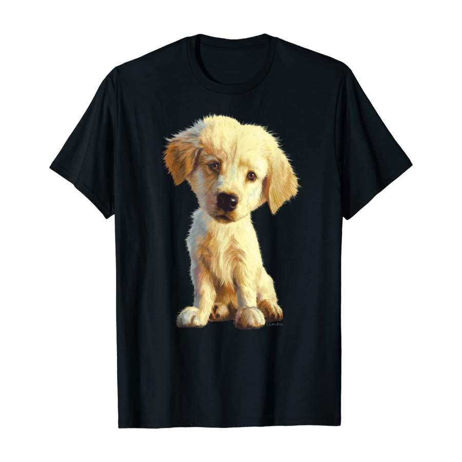 Realistic Caricature – Cute Golden Retriever Dog/Puppy T-Shirt