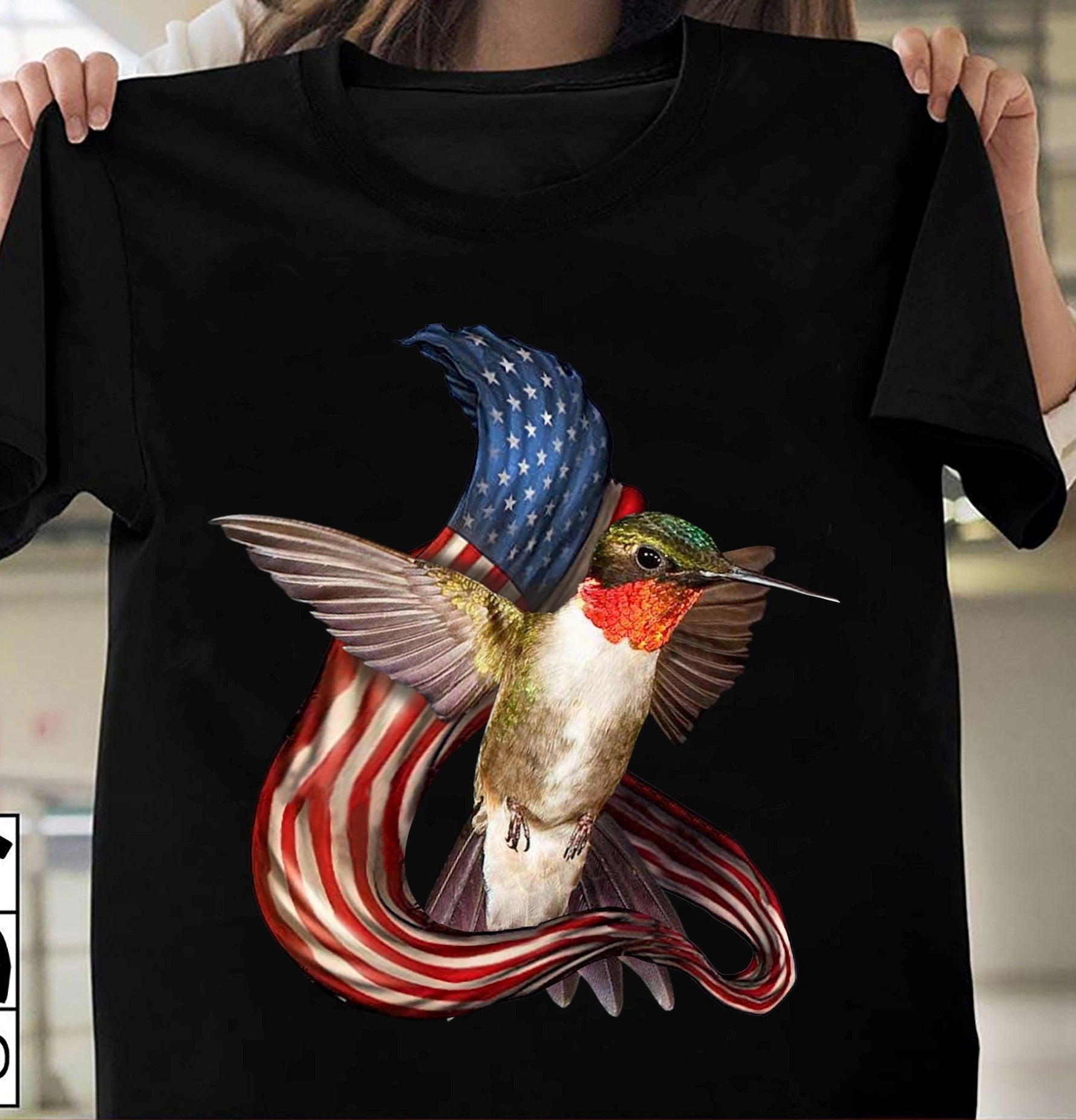 Humming Bird American Flag Gift Standard/Premium T-Shirt