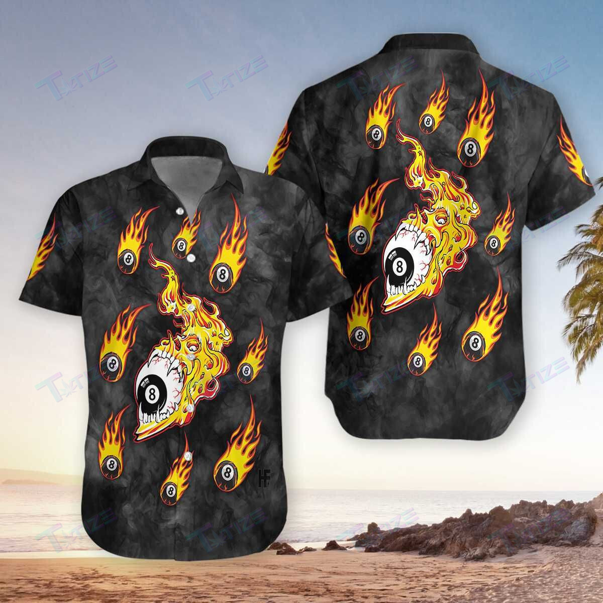 Skull With 8 Ball Pool Billiard All Over Printed Hawaii Shirt Size S Ha68409