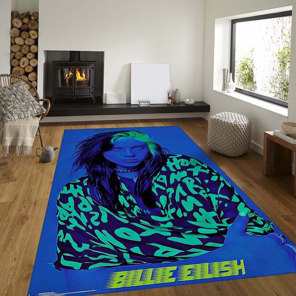 Billie Eilish Blue Area Rug For Gift, Living Room Rug – US Gift Decor