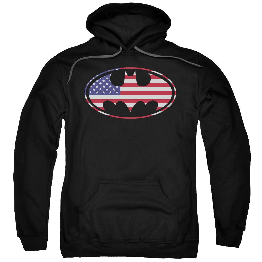 Batman American Flag Oval Mens Hoodie Black