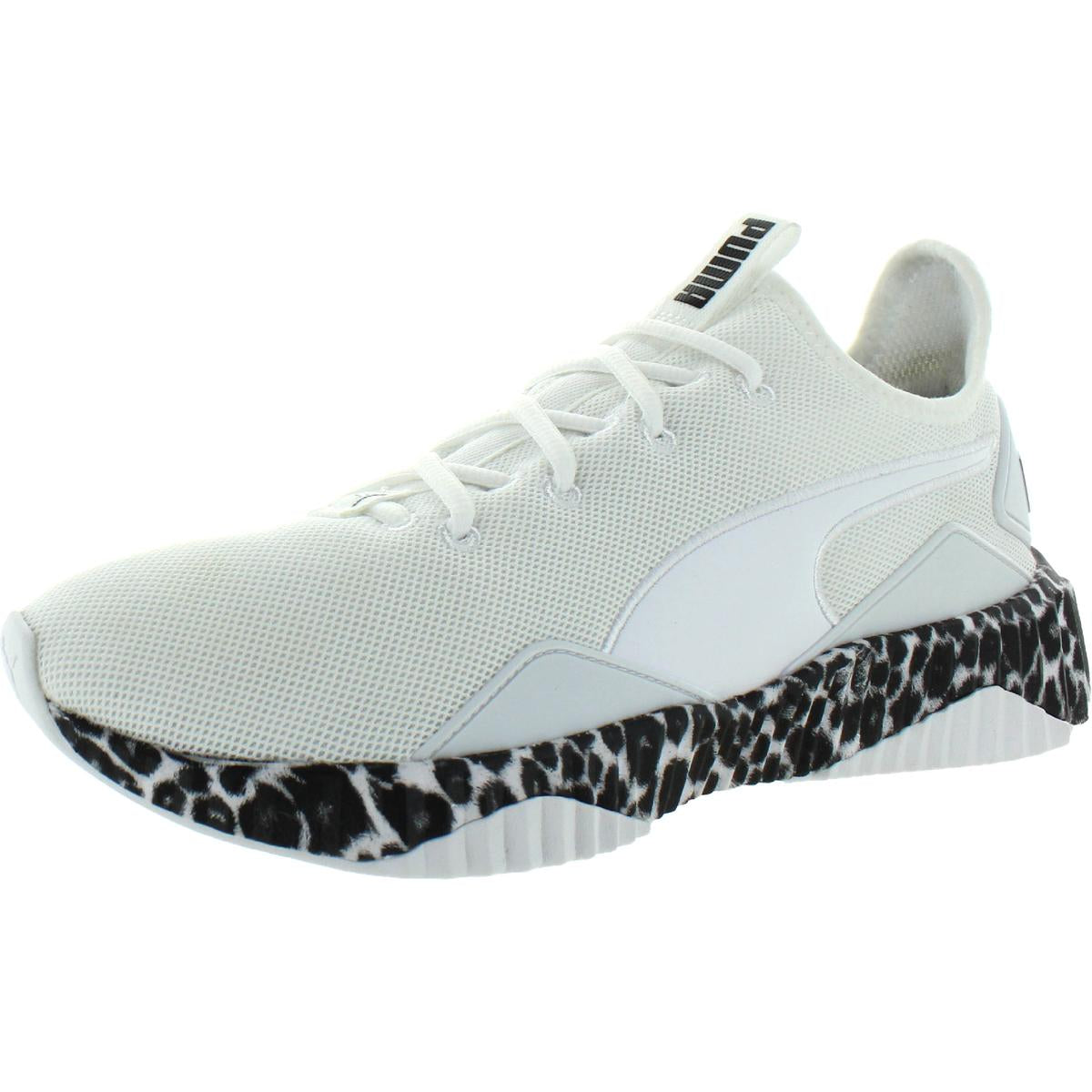 Puma Womens Defy Leopard Mesh Animal Print Fashion Sneakers