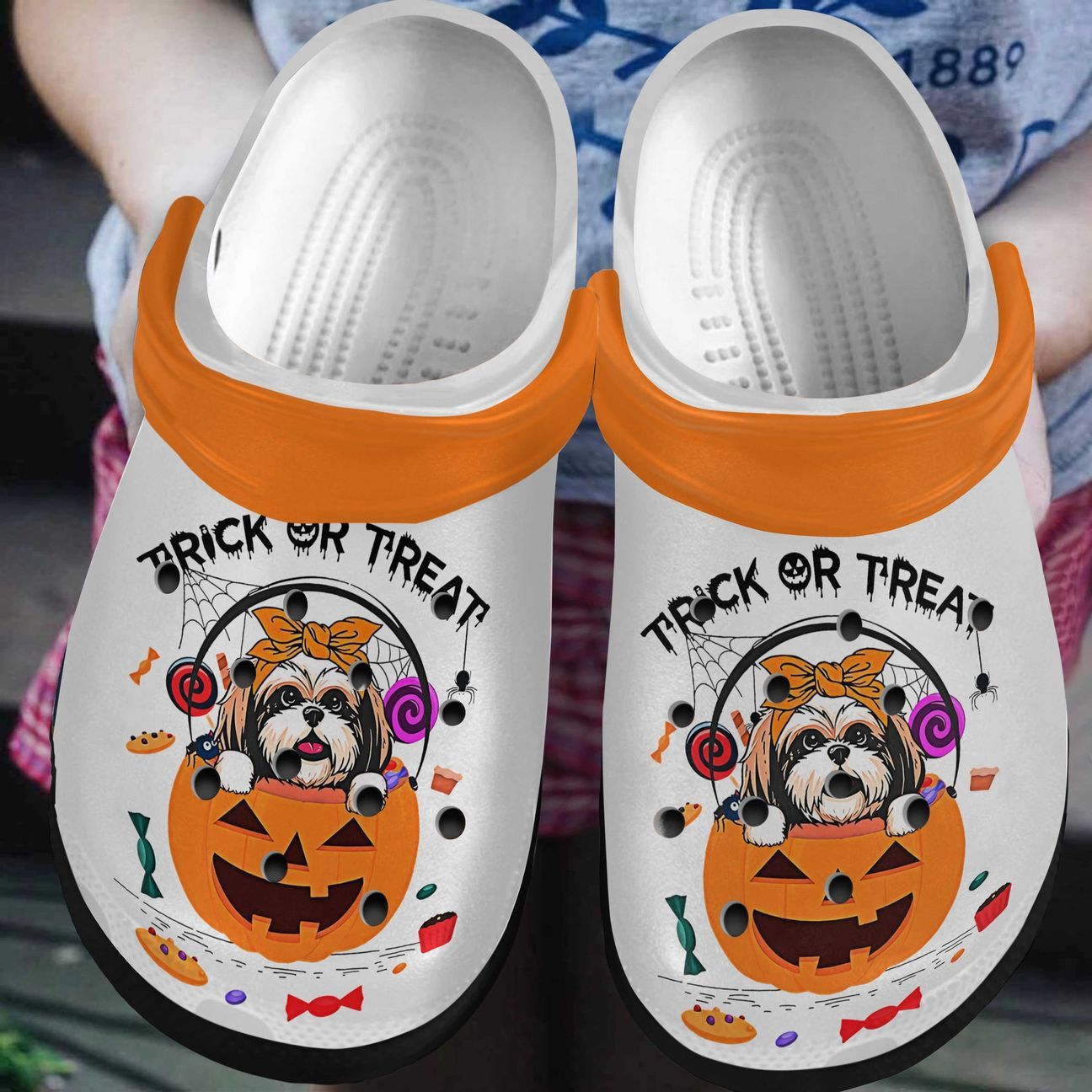 Shih Tzu Personalized Clog, Custom Name, Text, Color, Number Fashion Style For Women, Men, Kid, Print 3D Pumpkin Shih Tzu