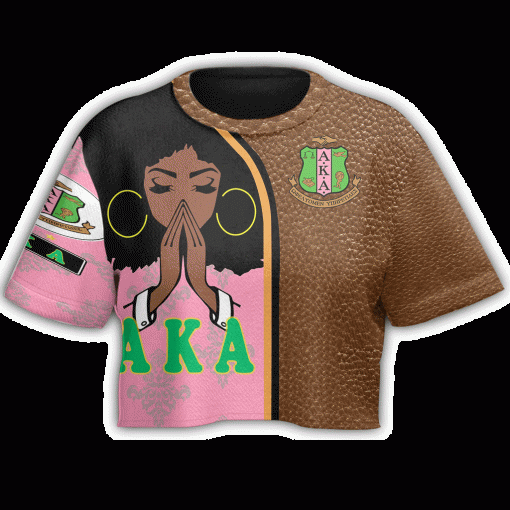 Alpha Kappa Alpha Pray Girl Half Leather And Pink Crop Top T Shirt