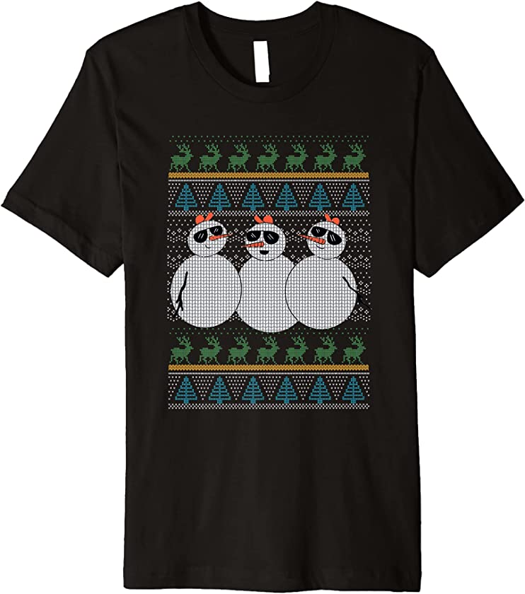 Ugly Christmas Snowman Reindeer Santa Claus New Year X-Mas Premium T-Shirt