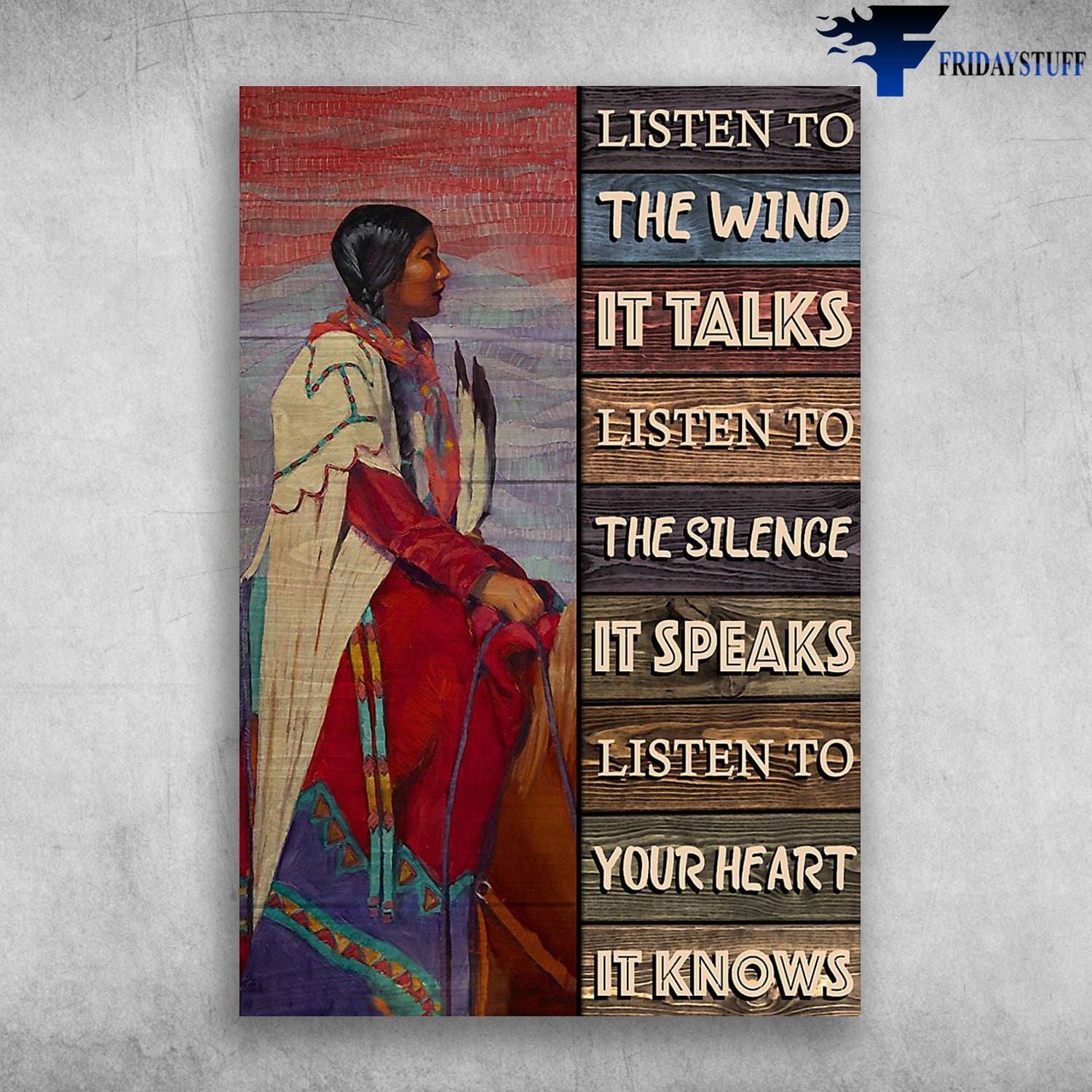 Aboriginal Girl Riding Horse – Listen To The Wind It Talks Listen To The Silence It Speaks Canvas Christmas Gift Ideas