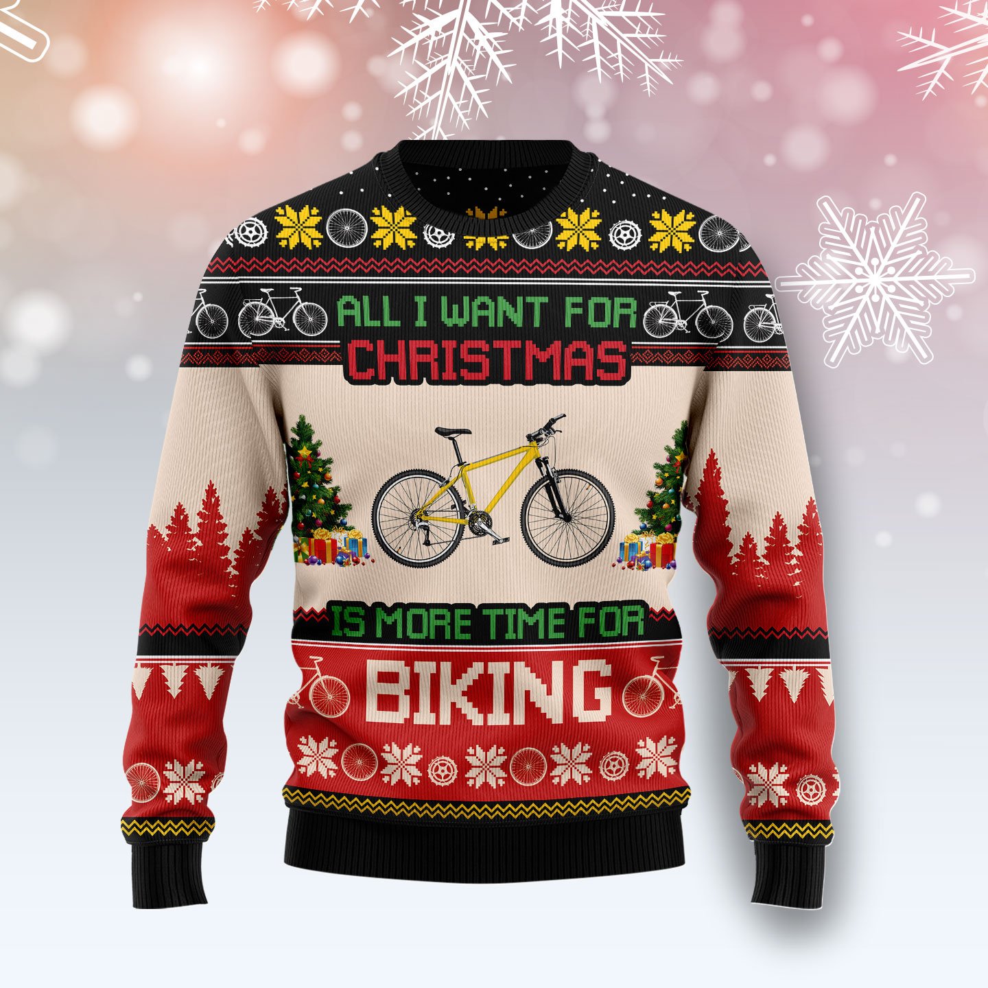 All I Want For Christmas Is More Time For Biking G5124 unisex womens & mens, couples matching, friends, biking lover, funny family ugly christmas holiday sweater gifts (plus size available)