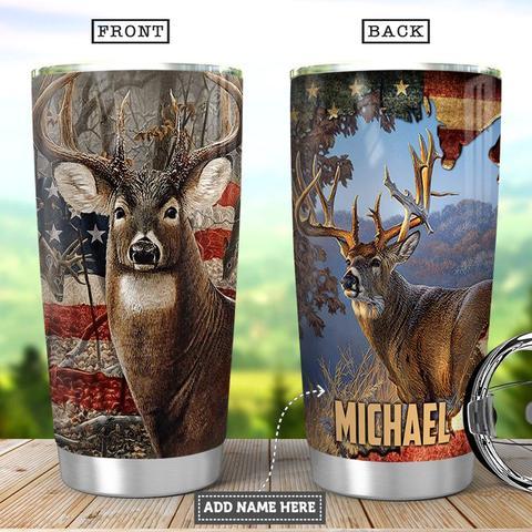 Deer Hunting Personalized Stainless Steel Tumbler, Personalized Tumblers, Tumbler Cups, Custom Tumblers Teesummer