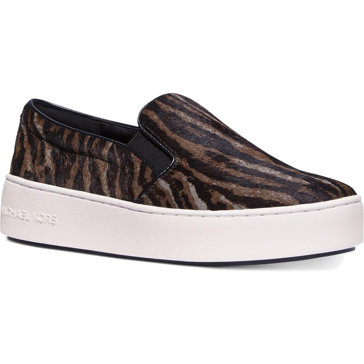 Trent  Womens Calf Hair Animal Print Slip-On Sneakers