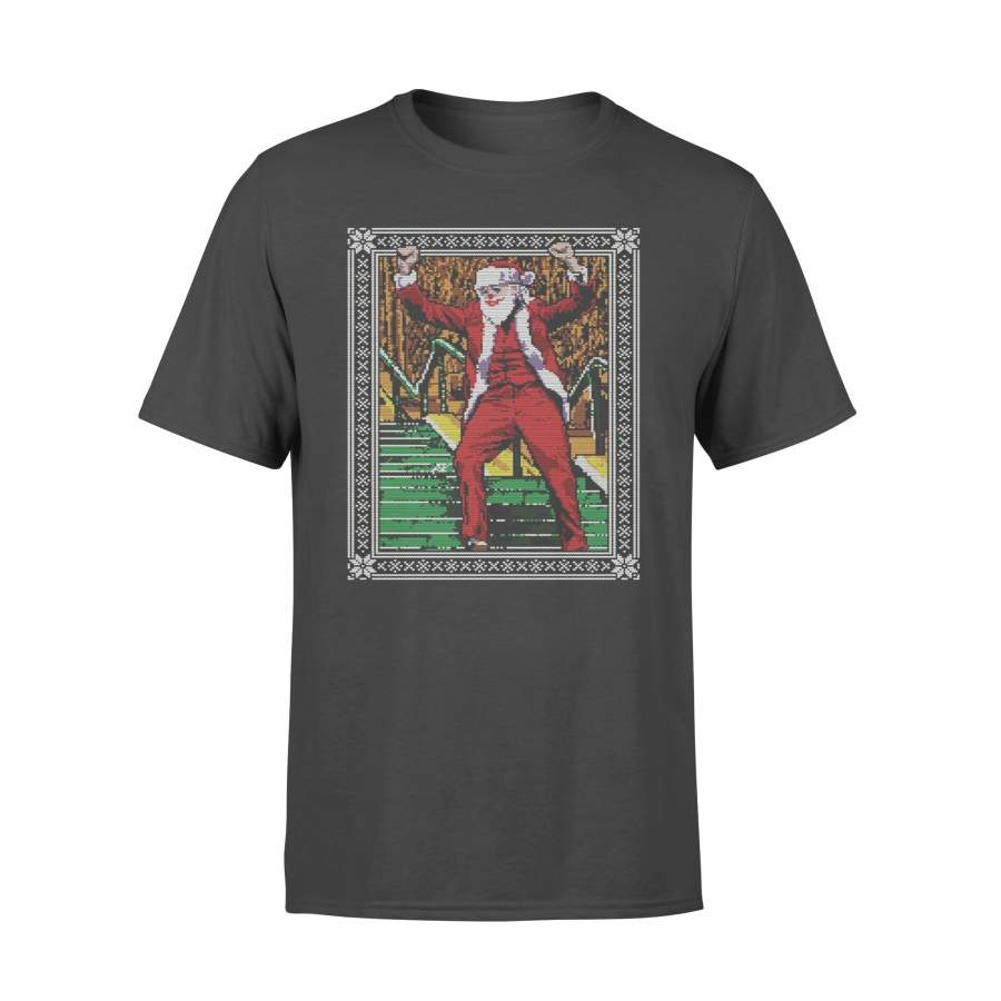 Ugly Christmas Joker dancing on stairs Dank Meme T-shirt