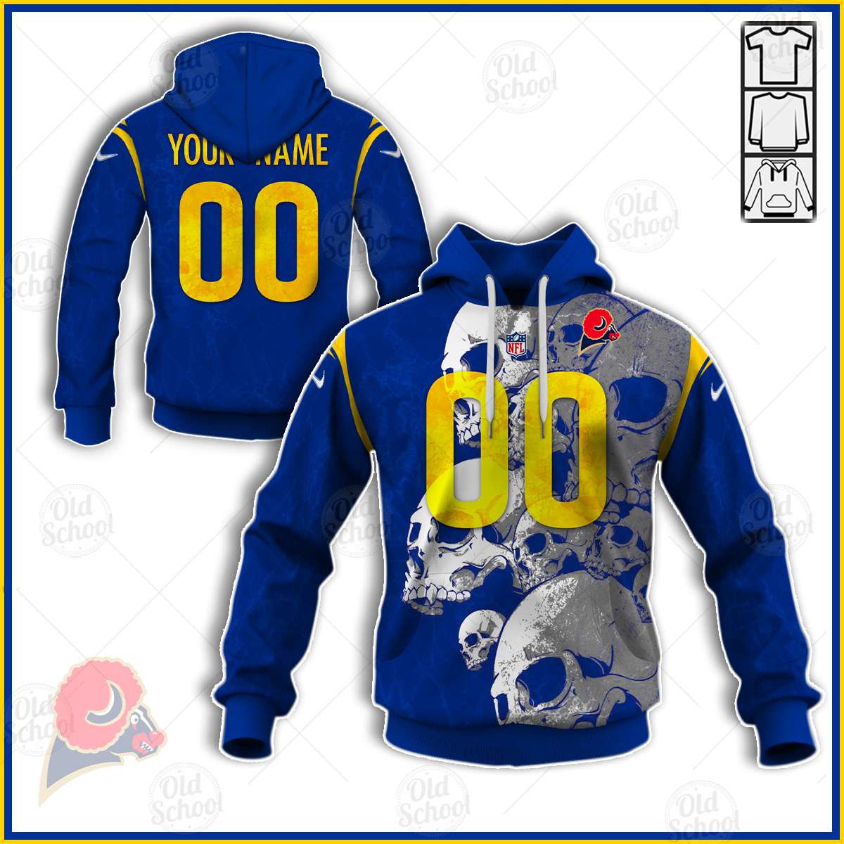 Personalized Los Angeles Rams 2020 Halloween Jersey Personalize Hoodie