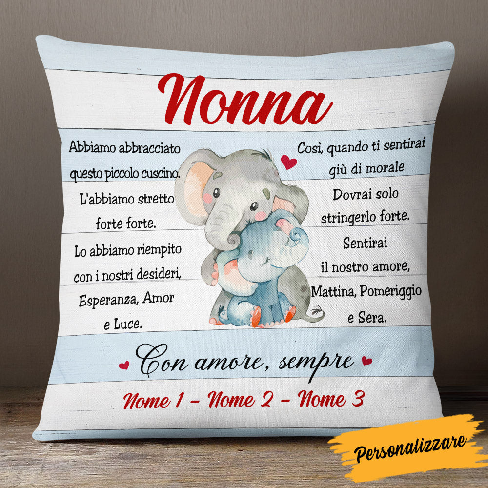 Personalized Italian Mamma Nonna Elephant Mom Grandma Pillow AP148 65O53 (Insert Included)