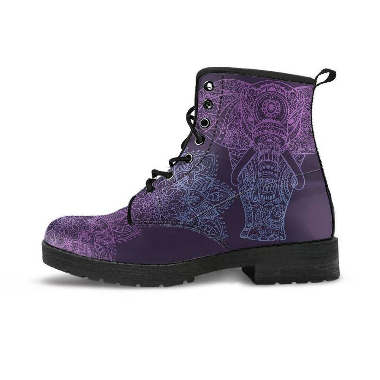 Purple Elephant Leather Boots Fashion Women Boots Shoes Shoes4761