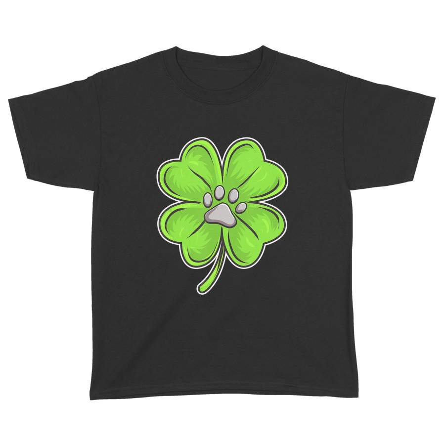 4 Leaf Clover Puppy Paw Shamrock for St Patricks Day T-Shirt – Standard Youth T-shirt