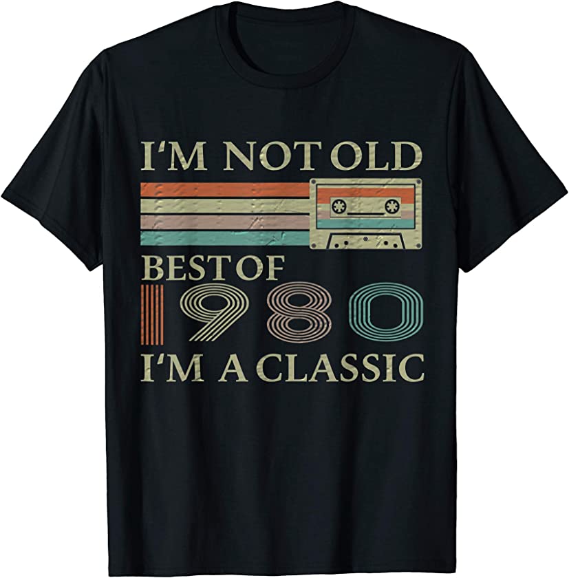 Best Of 1980 41th Birthday Gifts Cassette Tape Vintage T-Shirt