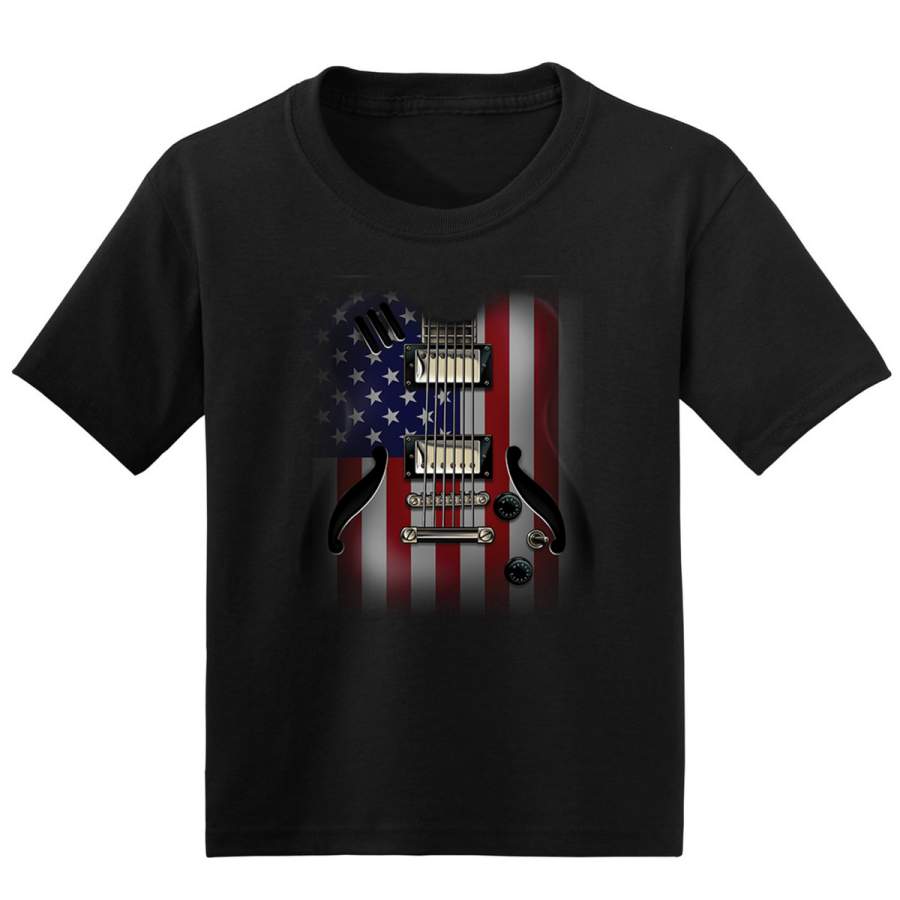 Vintage USA Flag Rock and Roll Guitar  Americana / American Pride Boys Graphic Youth T-Shirt