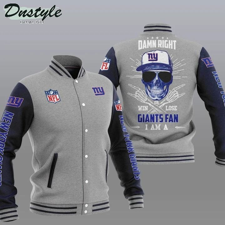 New York Giants Grey Damn Right Baseball Jacket