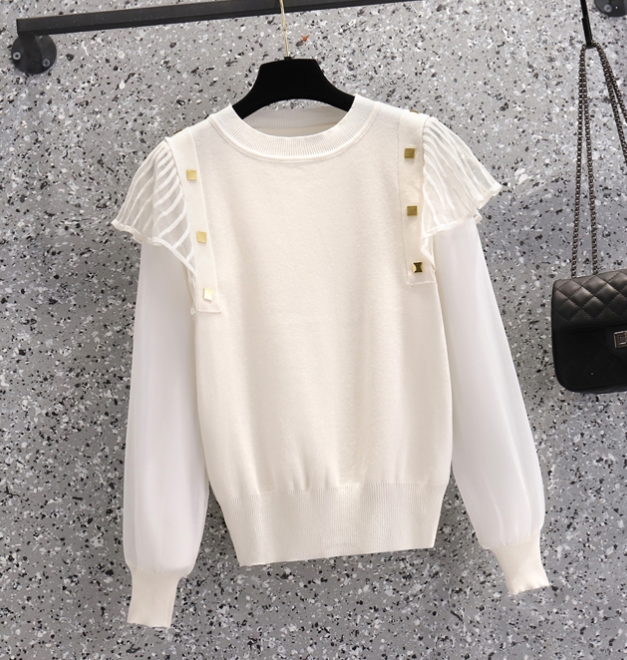 Black White Mesh Stitch Korean Harajuku Spring Autumn Winter Knitted Vintage Pullover Fashion Women’S Sweaters 2022 Female alx