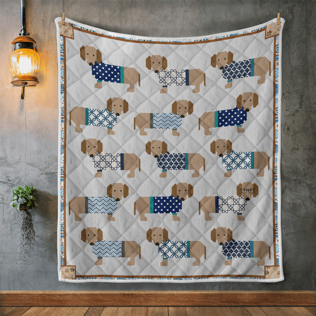 Dachshund Meadow Quilted Blanket NCU0TH092