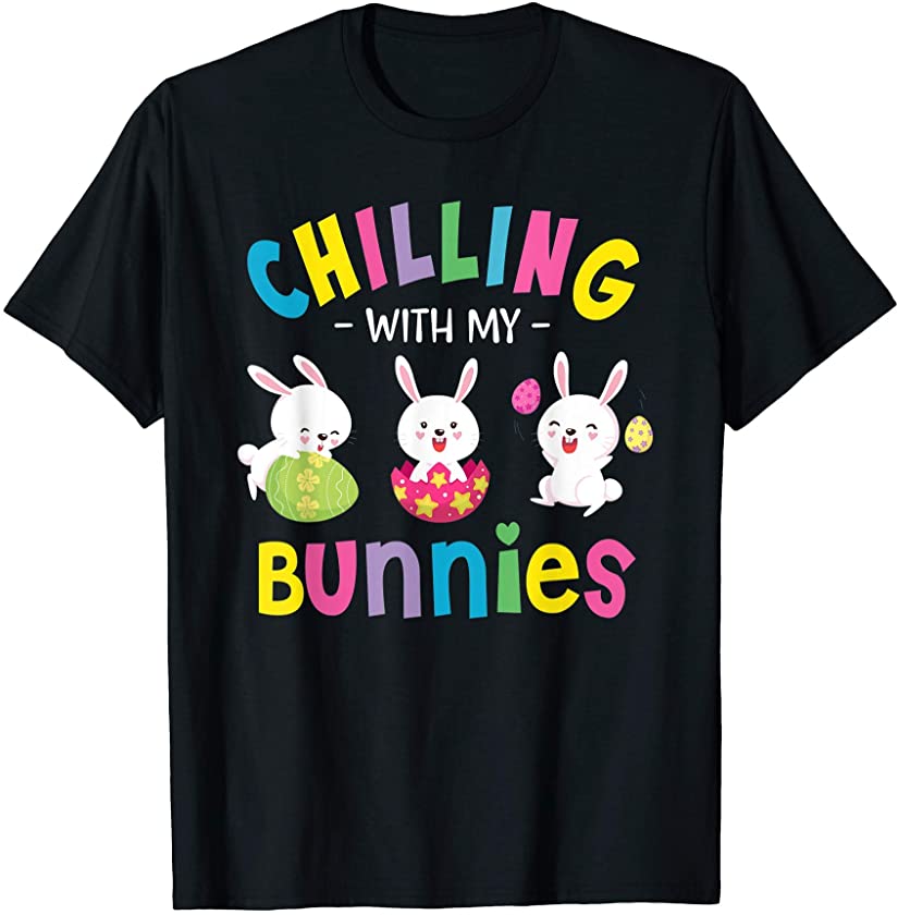 Teacher Chilling With My Bunnies Cute Easter Bunny T-Shirt