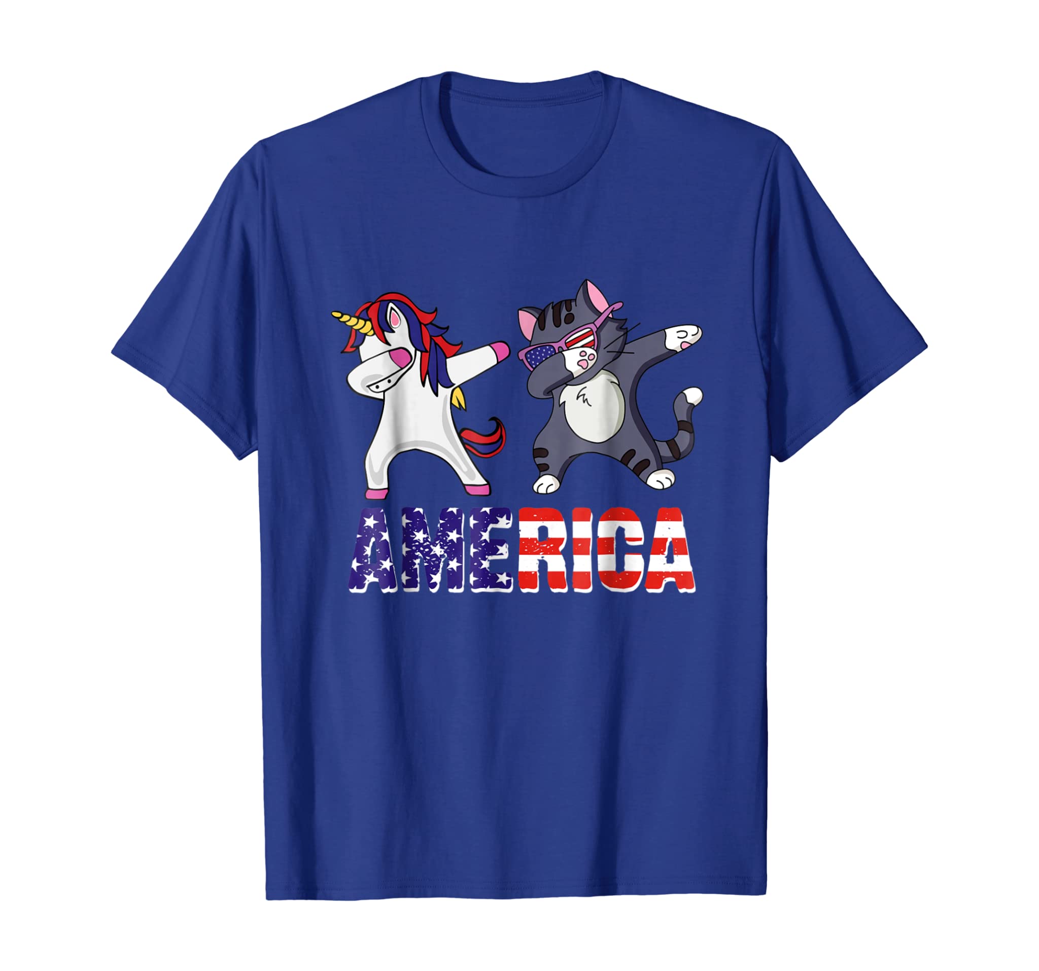 Dabbing Americorn Meowica Cat 4th of July T Shirt Kids Gift