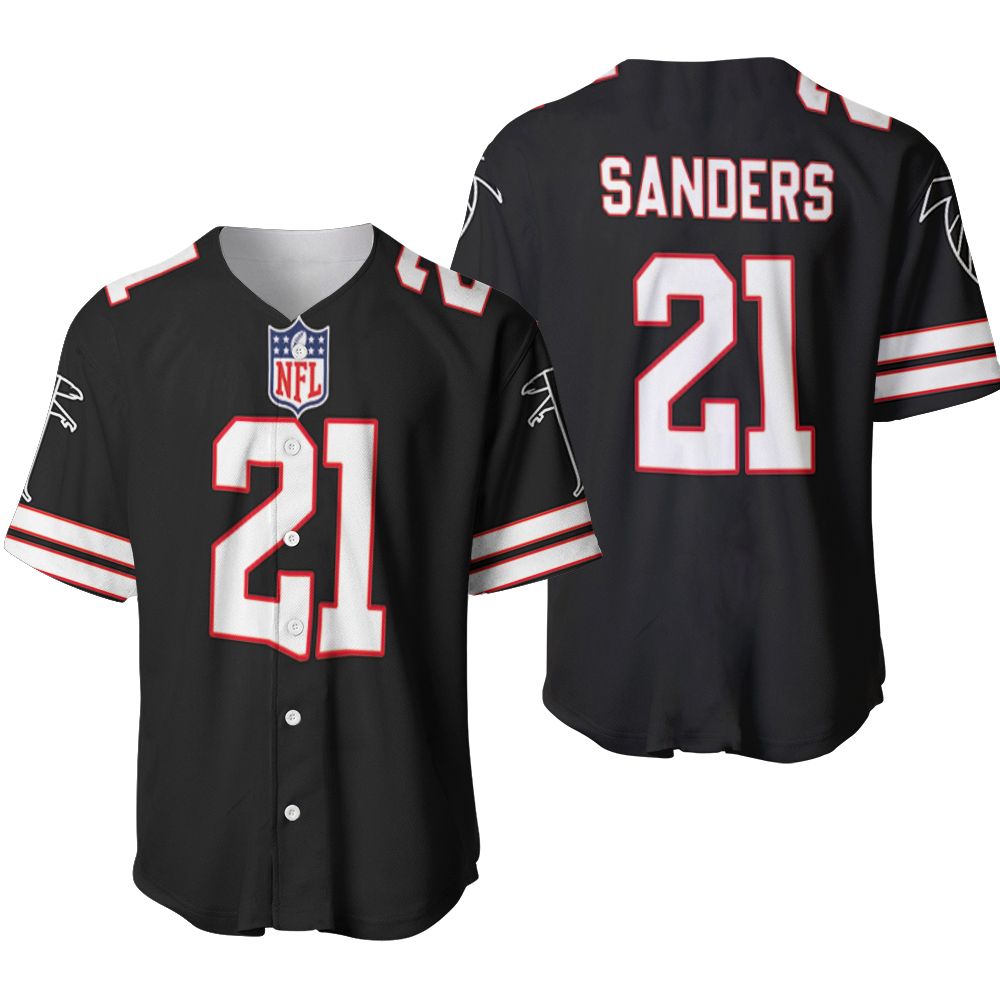 Atlanta Falcons Deion Sanders #21 Great Player NFL American Football Legacy Vintage Black 3D Designed Allover Gift For Atlanta Fans Baseball Jersey