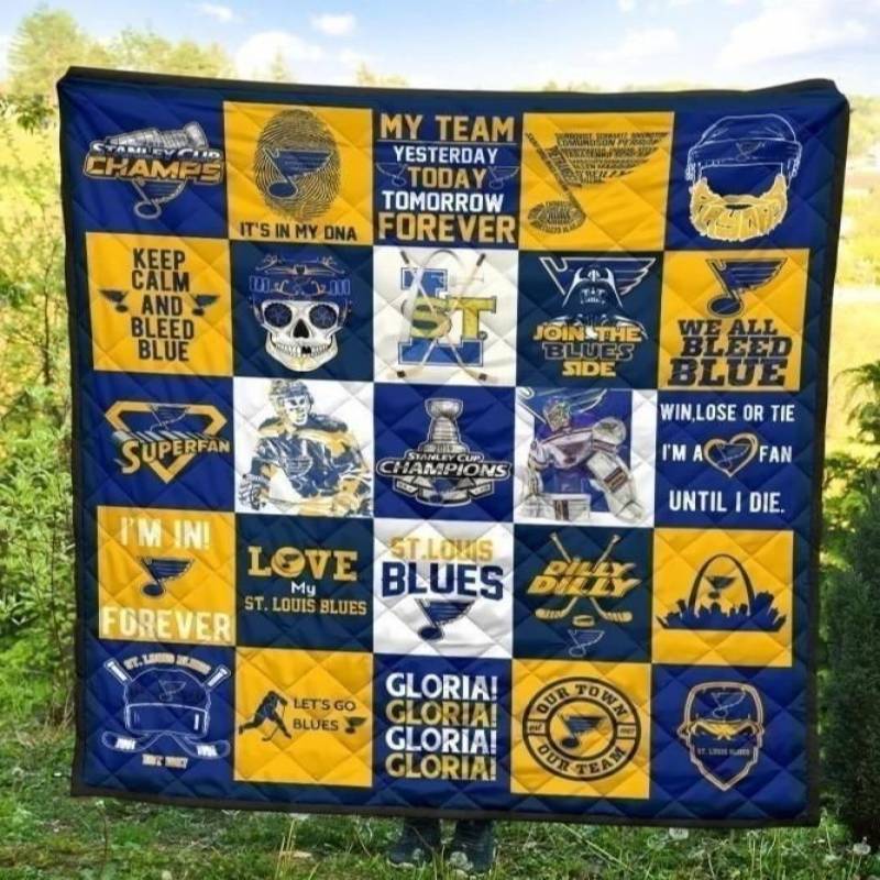 My Team Forever St. Louis Blues Quilt Blanket Hockey Fan Gift Idea MN09