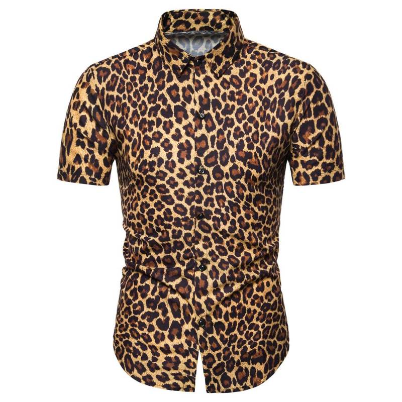 Short Sleeve Shirts  Leopard Print Casual Fashion