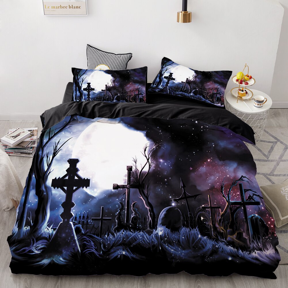 3D Print Bedding Set Custom/Europe/Usa Queen/King,Duvet Cover Set,/Blanket Cover Set Halloween Black Forest,