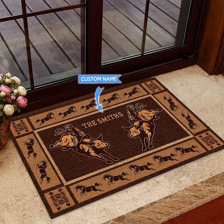 Bull Riding Horseshoe Pattern Custom Doormat