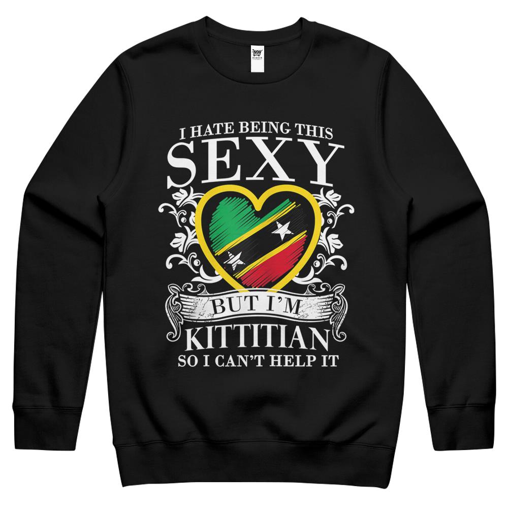 Womens Cute I Heart St Kitts And Nevis Flag Sexy Crewneck Sweatshirt