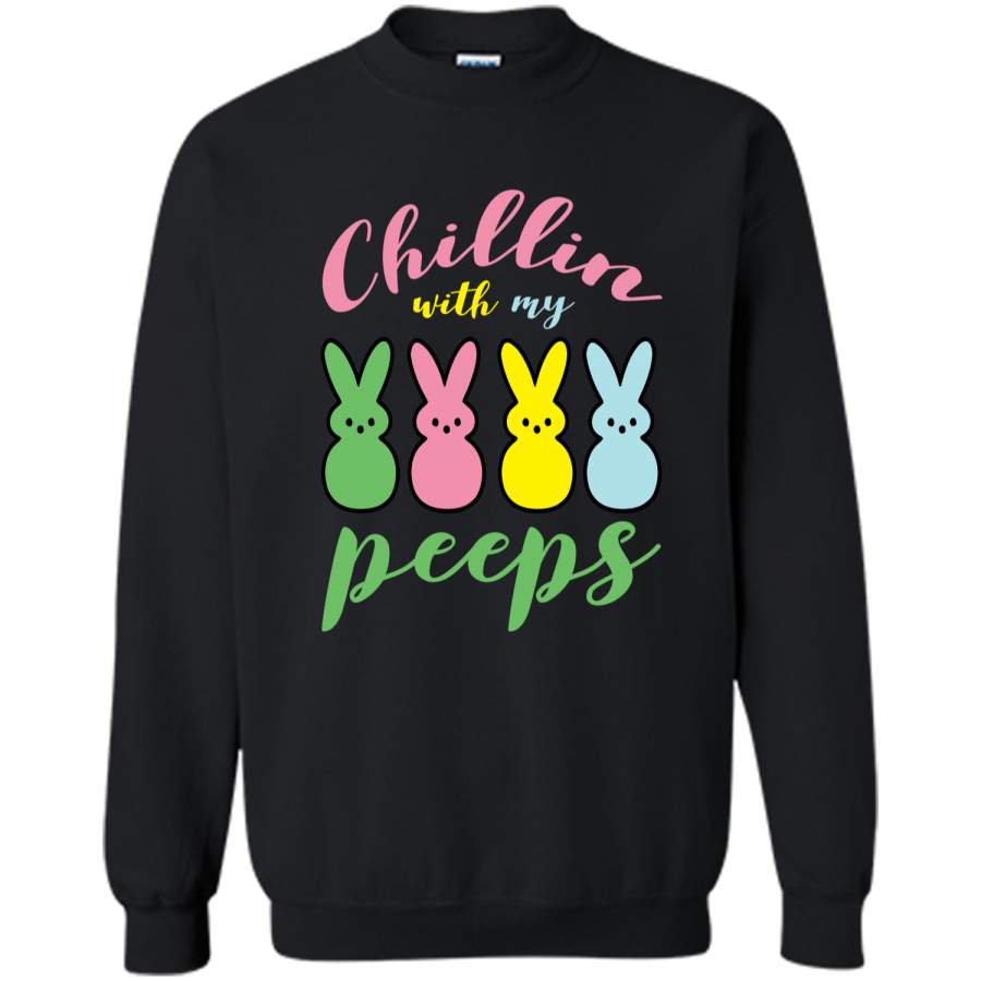 Chillin With My Peeps Easter Bunny Funny T-Shirt for Kids1 Printed Crewneck Pullover Sweatshirt 8 oz