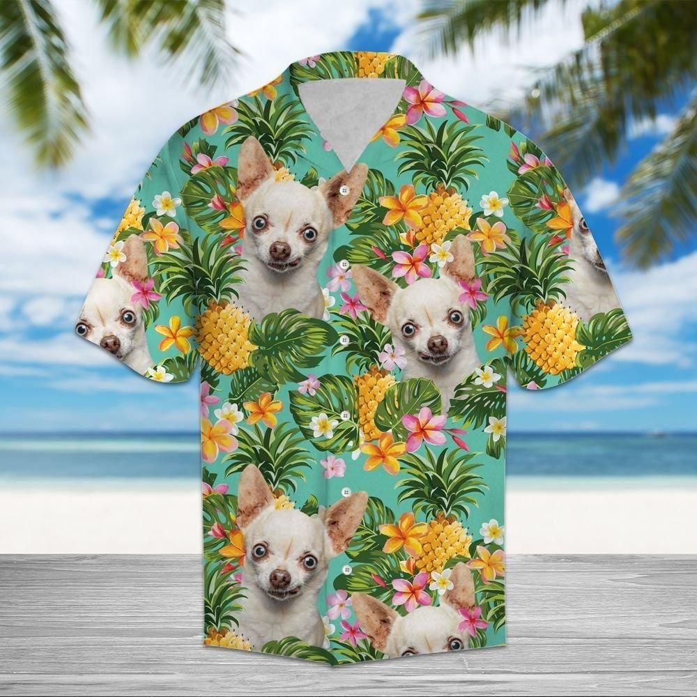 Tropical Pineapple Chihuahua Aloha Hawaiian Shirt Colorful Short Sleeve Summer Beach Casual Shirt For Men And Women