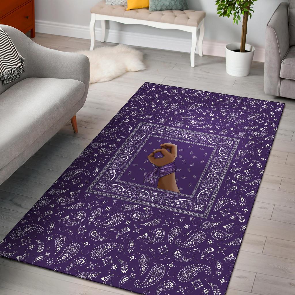 Grape Street Crips Gang Area Rug - Purple Bandana Pattern A21