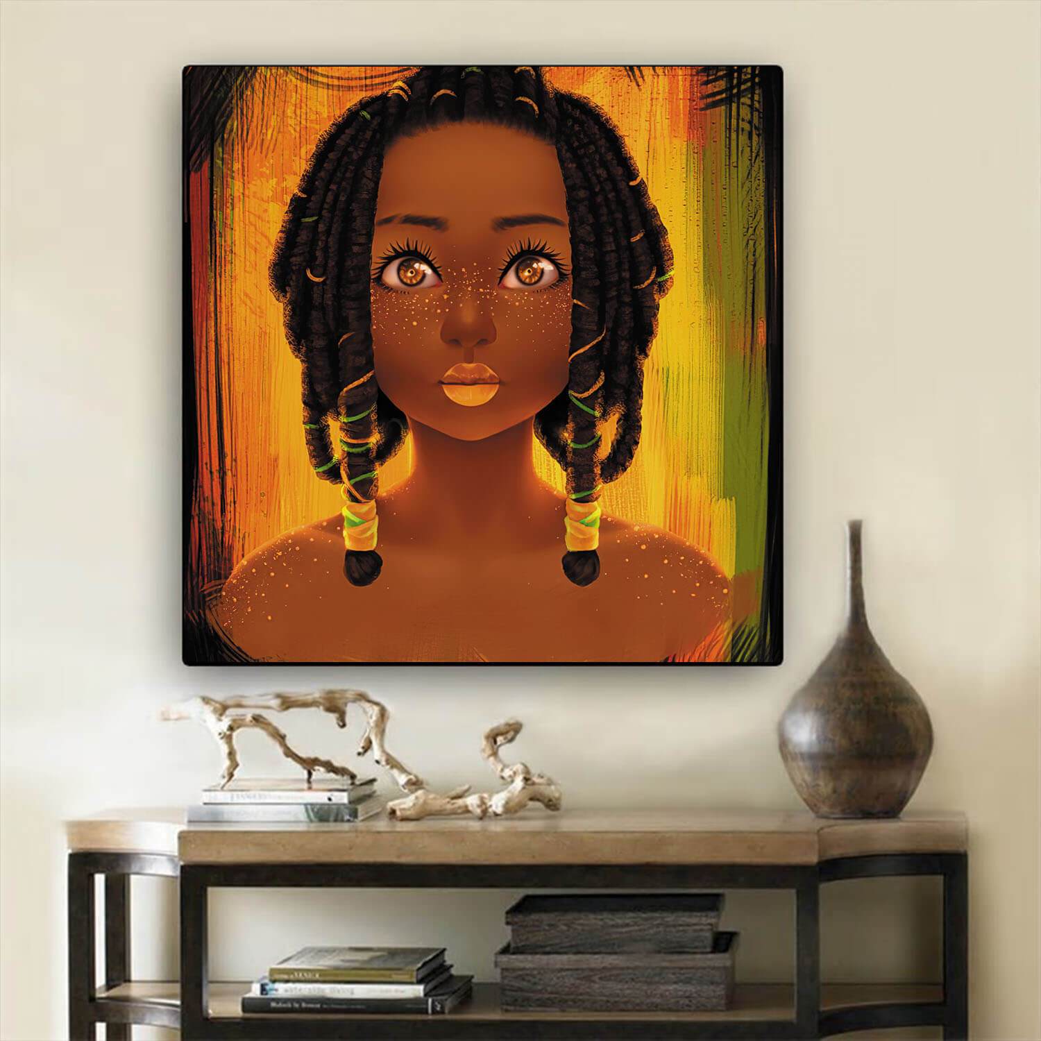 African Canvas Art Pretty African American Girl Abstract African Wall Art Afrocentric Home Decor Ideas BPS40367