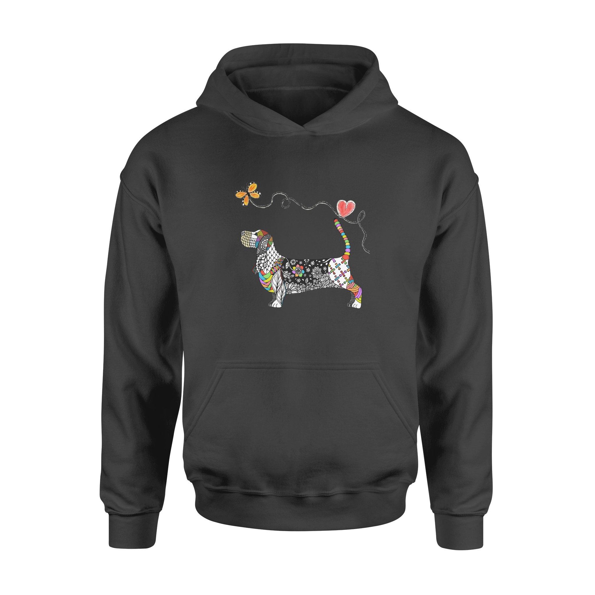 Zentangle rainbow basset – Standard Hoodie, Gift for you, gift for her, gift for him, gift for dog lover, gift for Basset lover