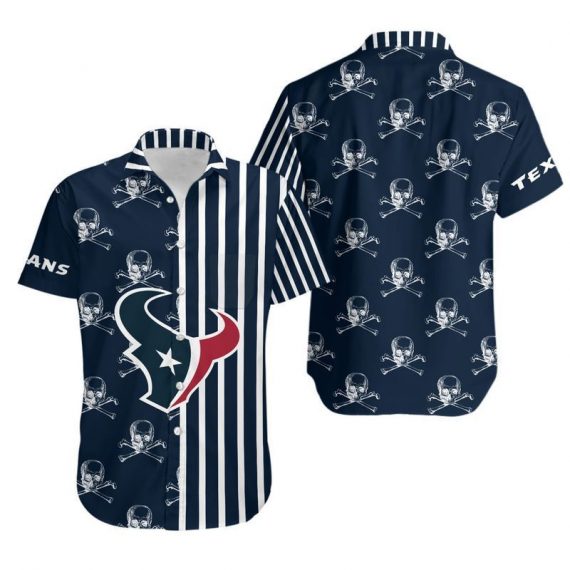 Gift For Husband Dad Houston Texans Stripes And Skull Hawaii Shirt Ha110475