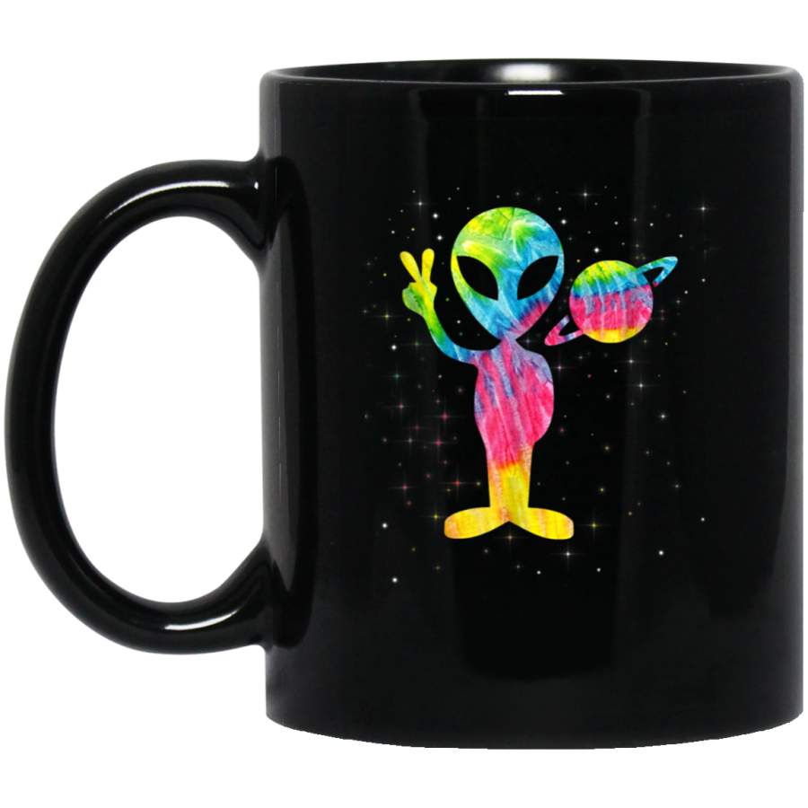 Vintage Retro 1970s Tie Dye Groovy Alien Peace Coffee Mug