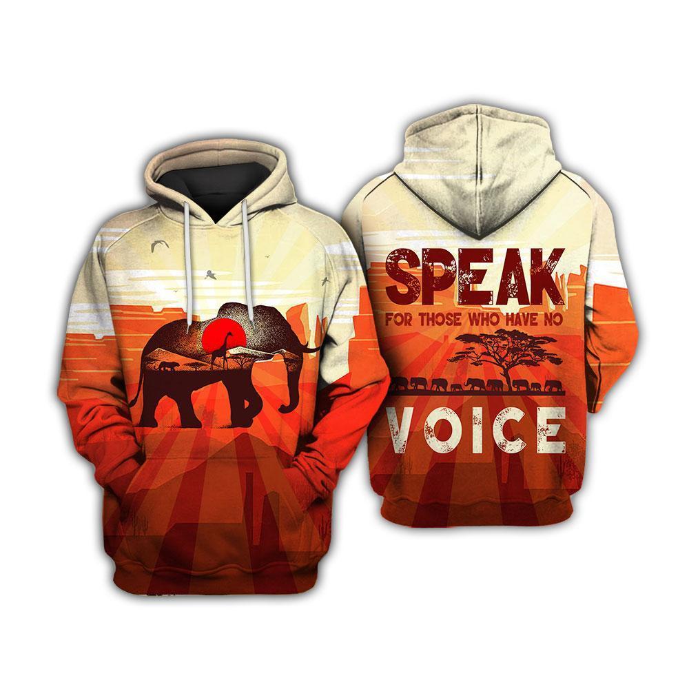 Speak For Those Elephant 3D All Over Print, Unisex 3D Hoodie T Shirt Plus Size S-5Xl