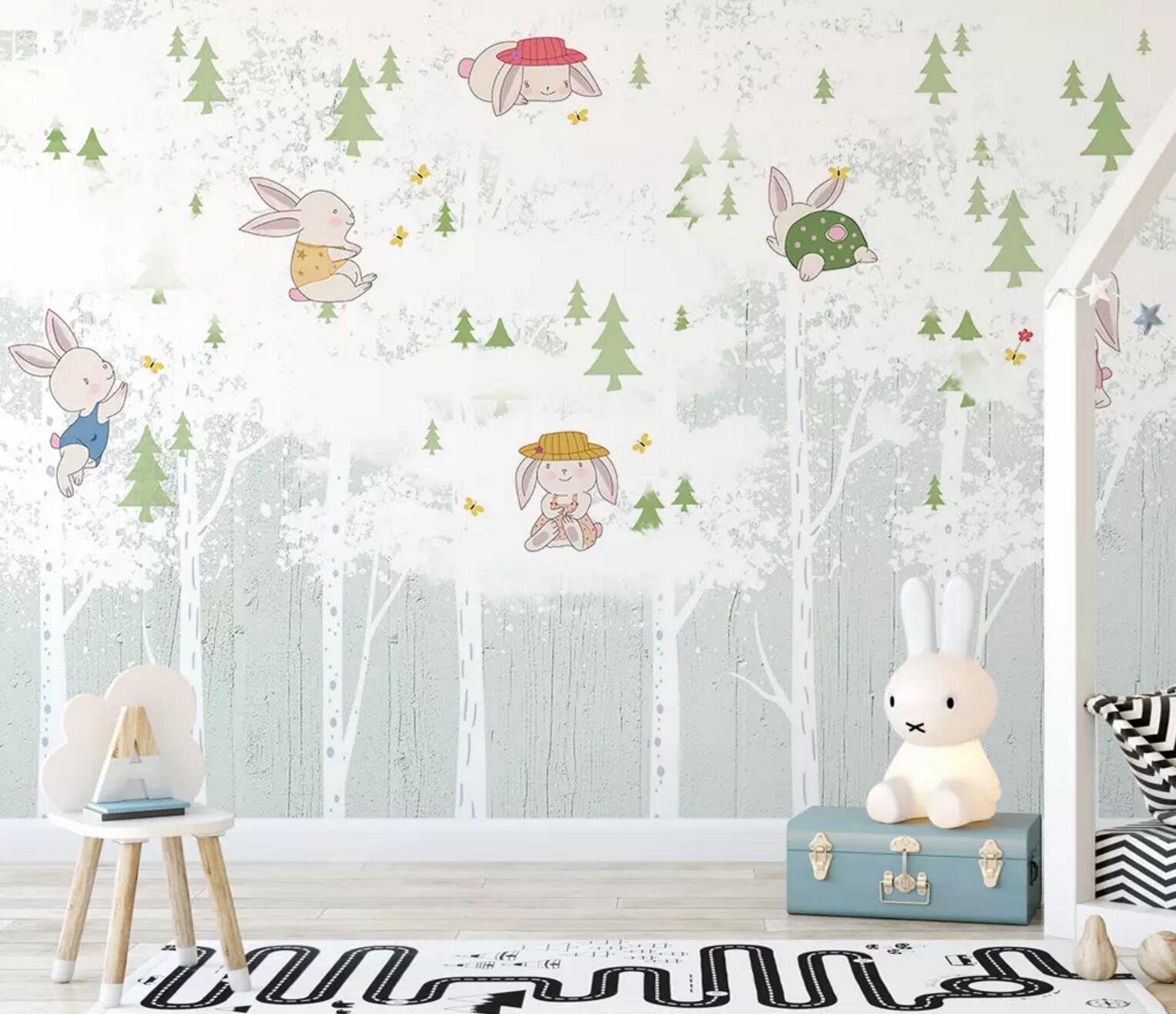 3D Color Cartoon Animals Wall Mural Wallpaper 397